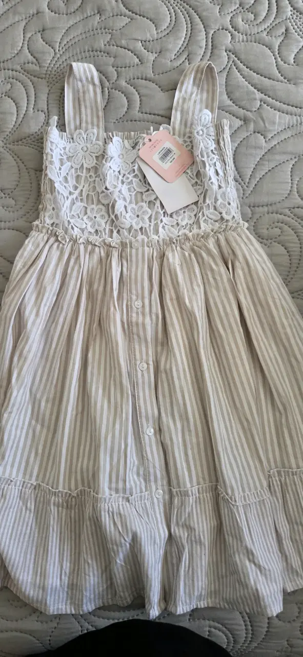 Vestido infantil rayado con encaje Limonada