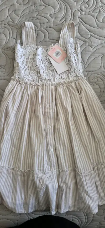Vestido infantil rayado con encaje Limonada - miniatura 1