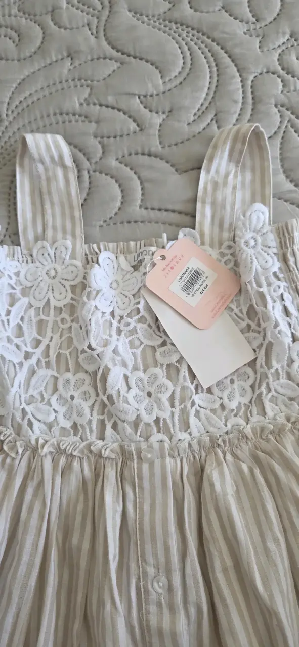 Vestido infantil rayado con encaje Limonada - 2