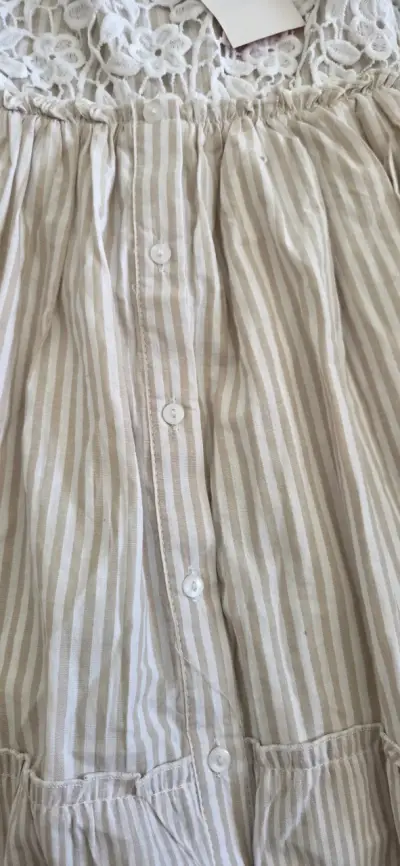 Vestido infantil rayado con encaje Limonada - miniatura 3