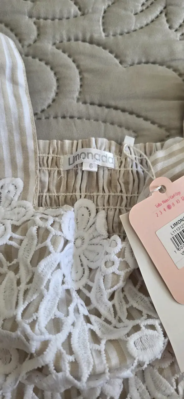 Vestido infantil rayado con encaje Limonada - 4