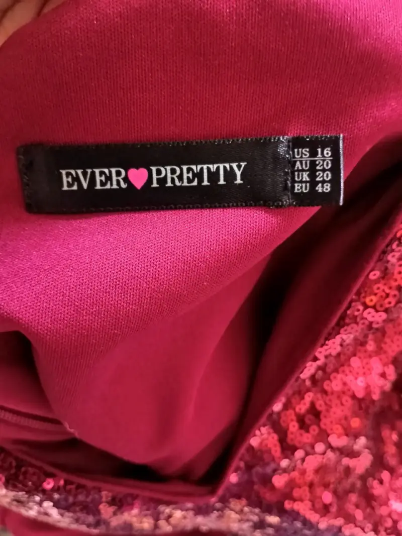 Vestido largo burdeo con lentejuelas Ever Pretty - 4