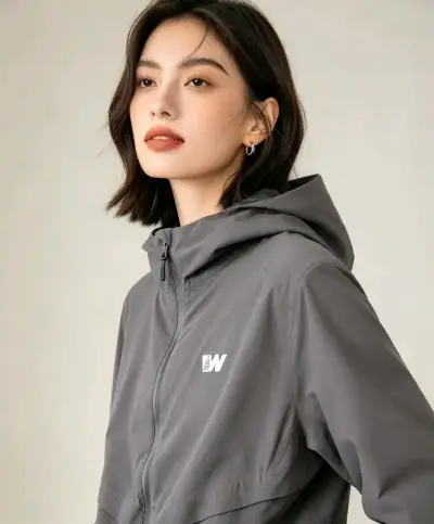 Chaqueta deportiva gris con capucha para mujer - miniatura 3