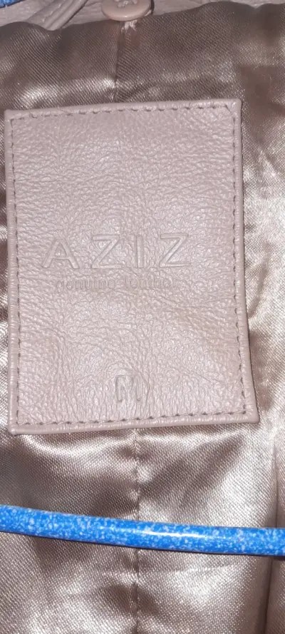 Chaqueta de cuero genuino Aziz beige - miniatura 1