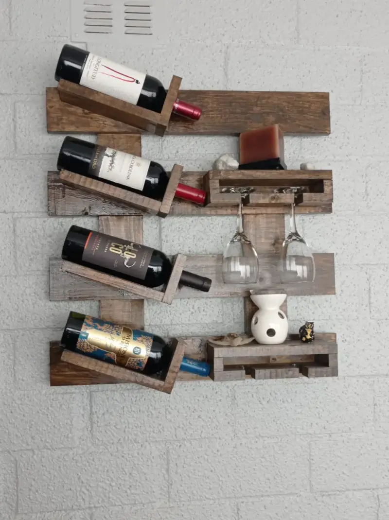 Estante de Madera para Vinos y Copas - 1
