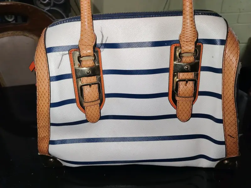 Cartera ALDO original rayas azul y blanco - 5