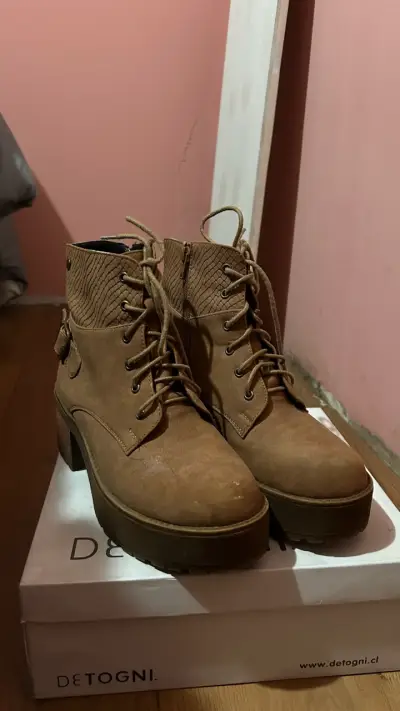 Botines de cuero marrón con tacón Detogni - miniatura 2