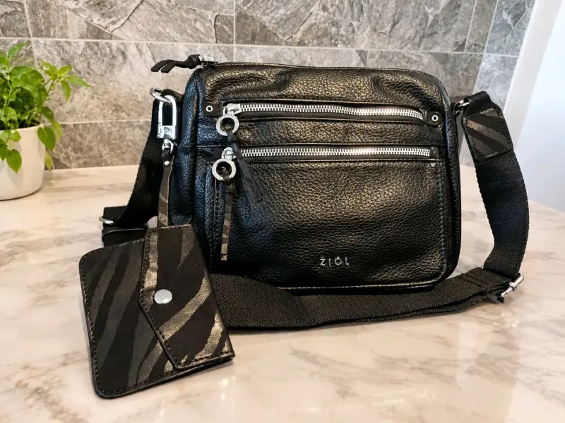 Bandolera negra Ziol con múltiples compartimentos - 2