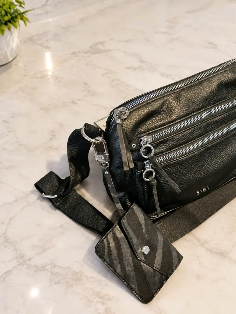 Bandolera negra Ziol con múltiples compartimentos - 3