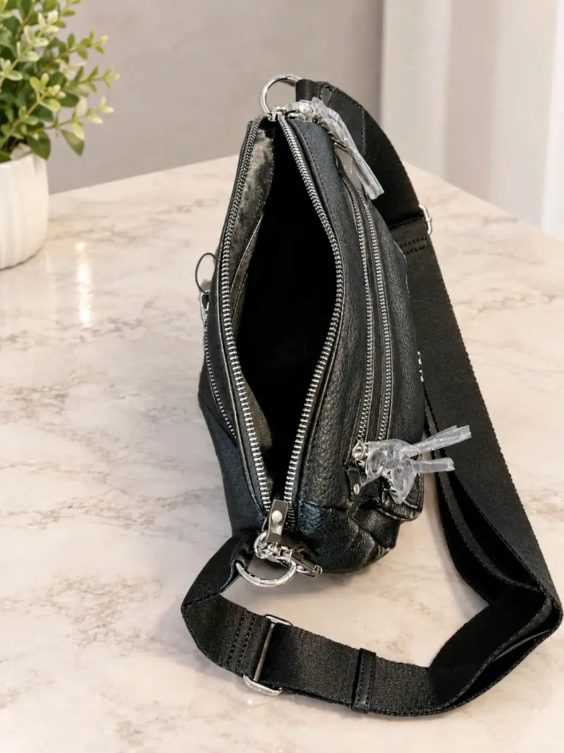 Bandolera negra Ziol con múltiples compartimentos - 4