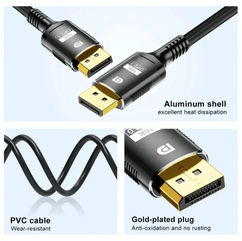 Cable DisplayPort 16K DP2.1 con conector dorado - 2