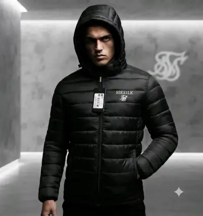 Chaqueta negra con capucha SikSilk para hombre - miniatura 1