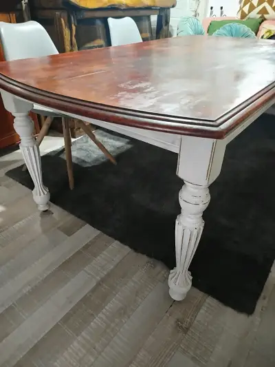 Mesa de comedor de madera estilo vintage vintage - miniatura 1