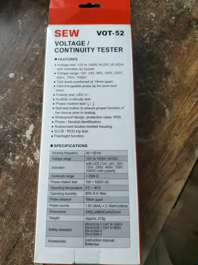 Probador de Voltaje y Continuidad SEW VOT-52 - miniatura 2