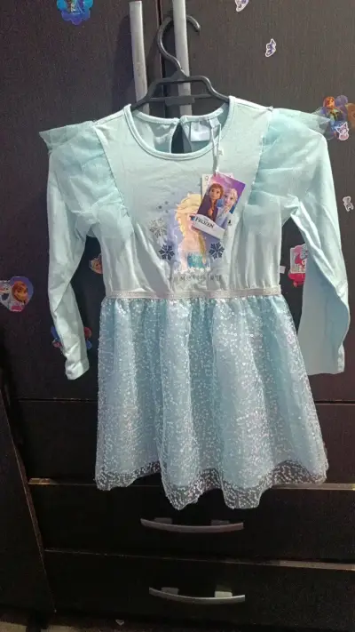 Vestido de niña Frozen azul con lentejuelas - miniatura 1