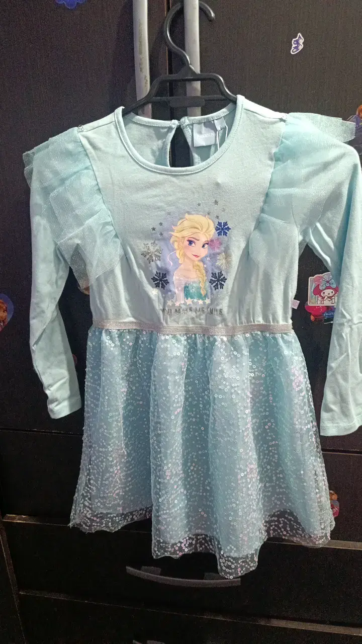 Vestido de niña Frozen azul con lentejuelas - 3