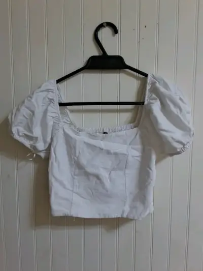 Blusa blanca con mangas abullonadas Sybilla - miniatura 1