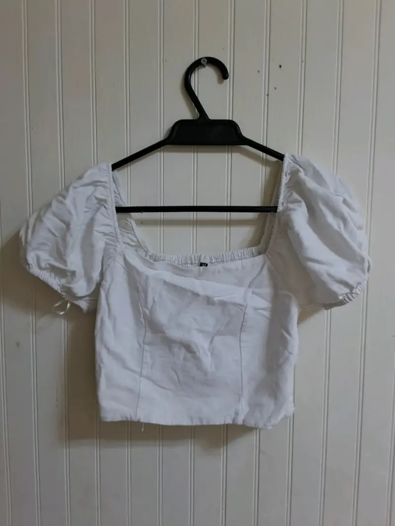 Blusa blanca con mangas abullonadas Sybilla - 2