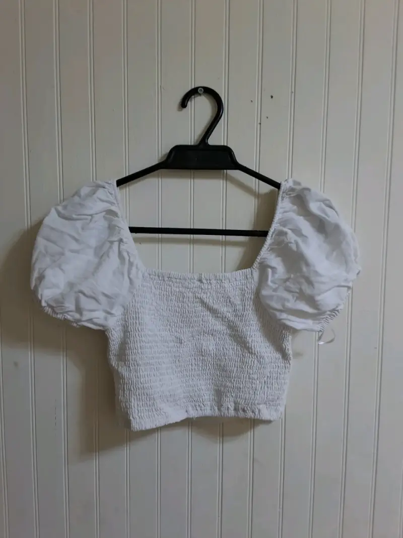 Blusa blanca con mangas abullonadas Sybilla - 4