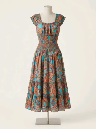 Vestido largo bohemio estampado floral - miniatura 1