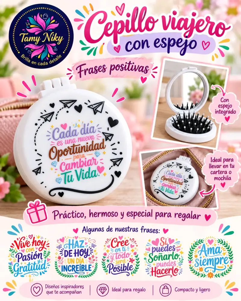 Cepillo viajero con espejo Tamy Niky - 1