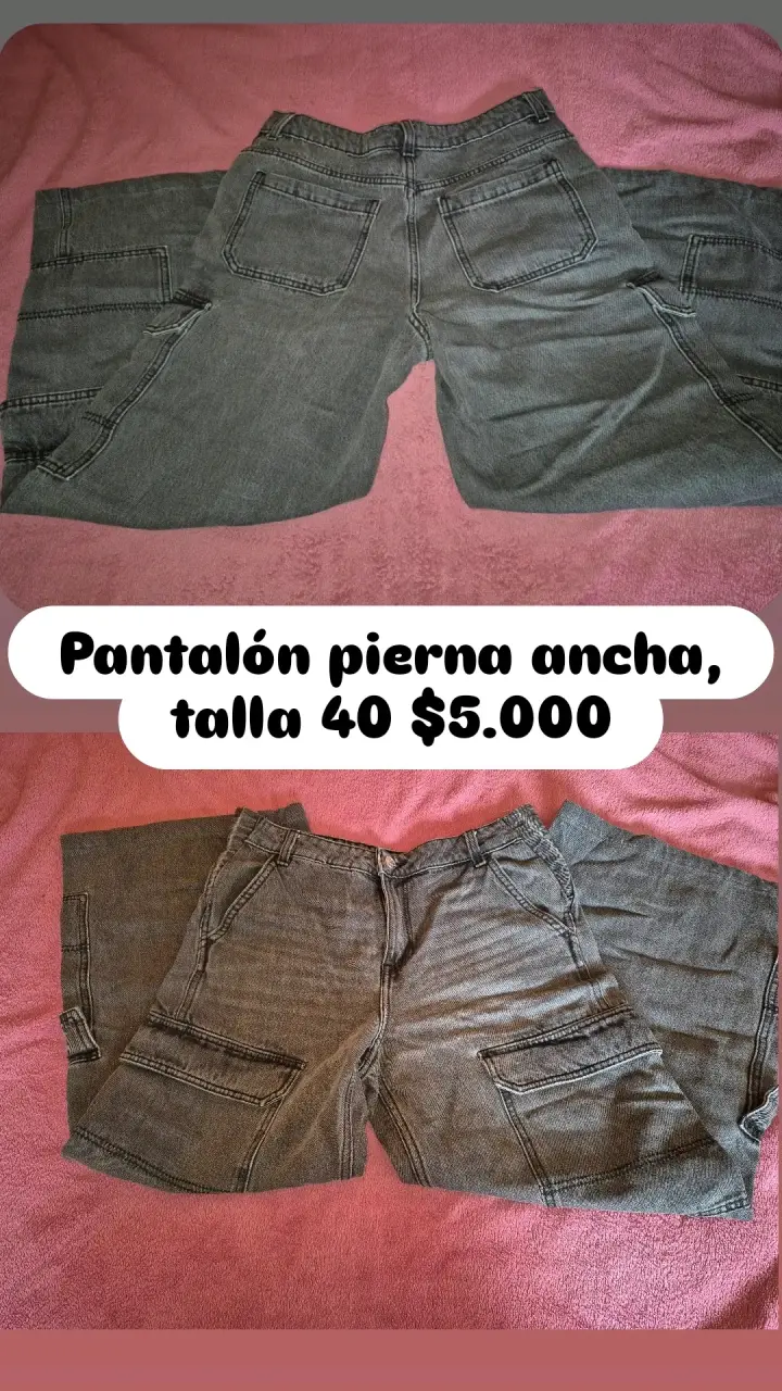 Pantalón pierna ancha gris talla 40