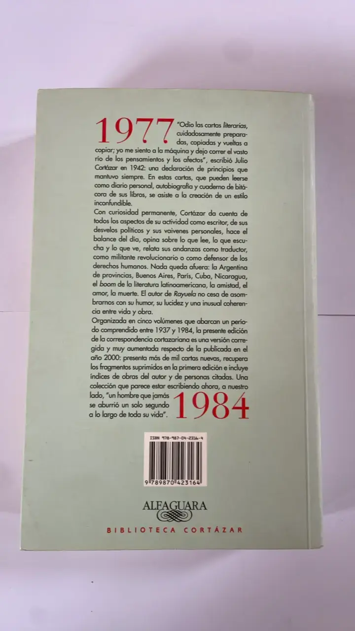 Libro Cartas 1977-1984 de Julio Cortázar - 2