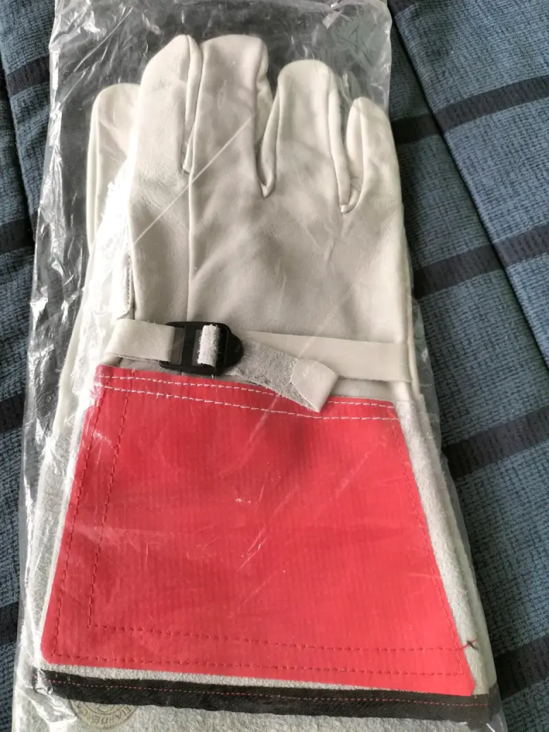 Guantes de cuero para trabajo con refuerzo rojo - 1