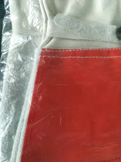Guantes de cuero para trabajo con refuerzo rojo - miniatura 3