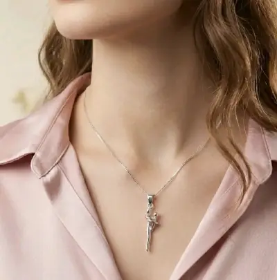 Collar de plata con colgante de padres e hijo - miniatura 1