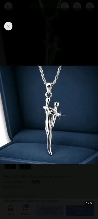 Collar de plata con colgante de padres e hijo - miniatura 3