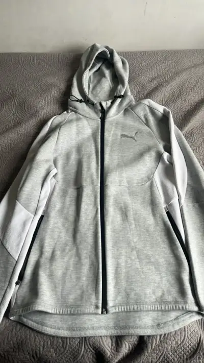 Polerón con capucha gris claro Puma - miniatura 1