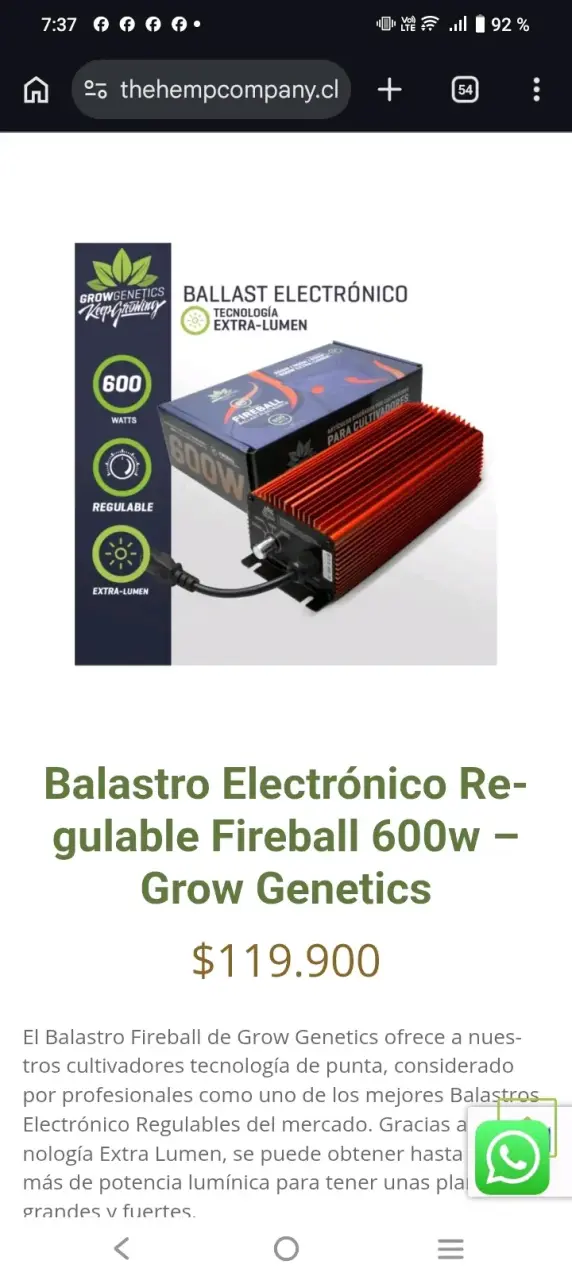 Balastro Electrónico Regulable Grow Genetics 600W - 4