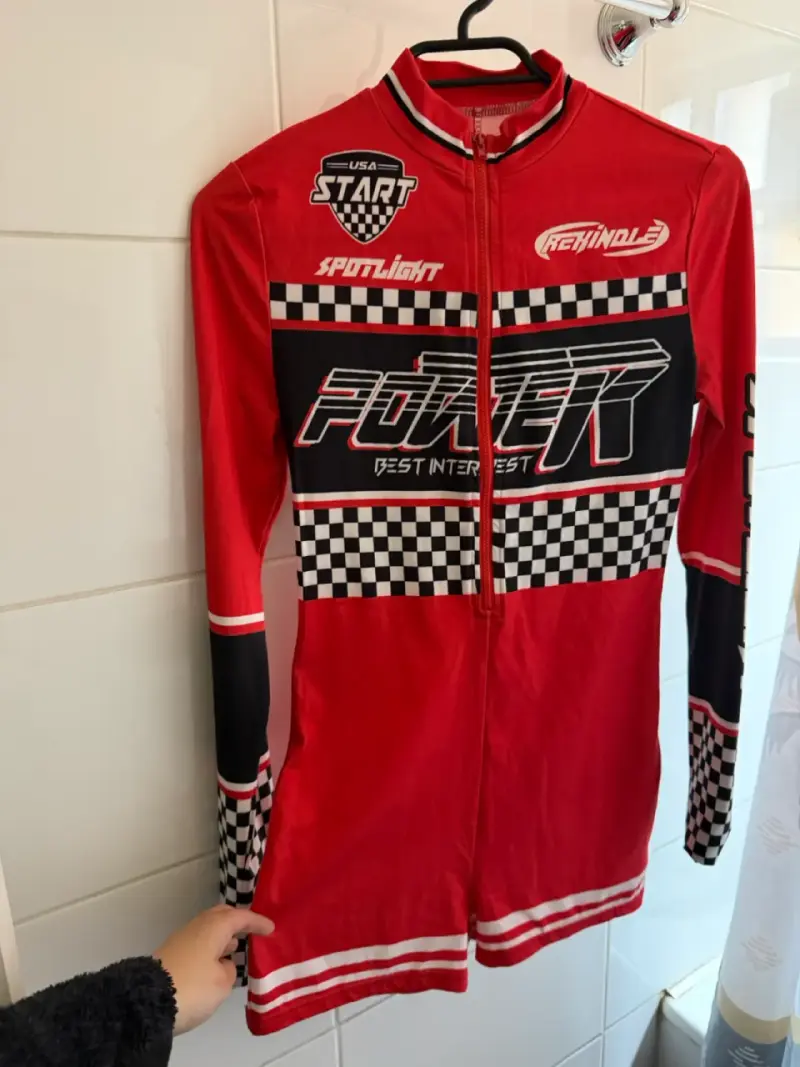 Chaqueta de ciclismo roja con diseño de cuadros , - 2