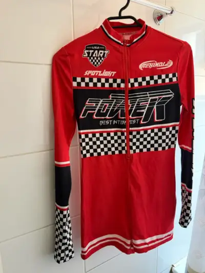 Chaqueta de ciclismo roja con diseño de cuadros , - miniatura 4