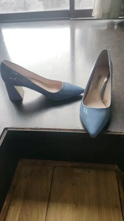 Zapatos de tacón azul Zara Basic - miniatura 1
