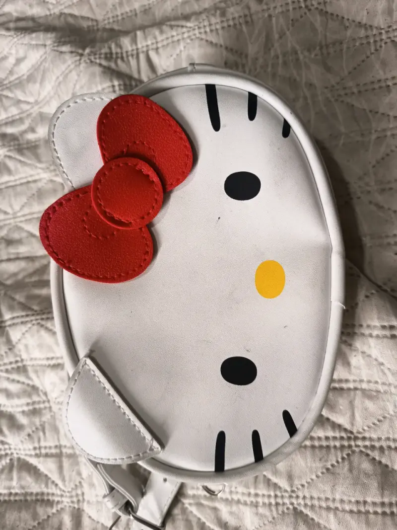 Cartera cruzada Hello Kitty blanca con lazo rojo - 4