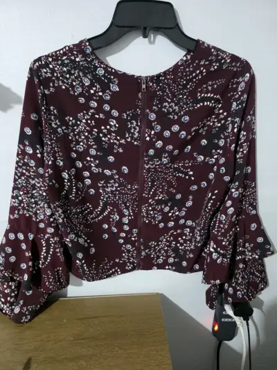 Blusa floral manga larga burdeos - miniatura 1
