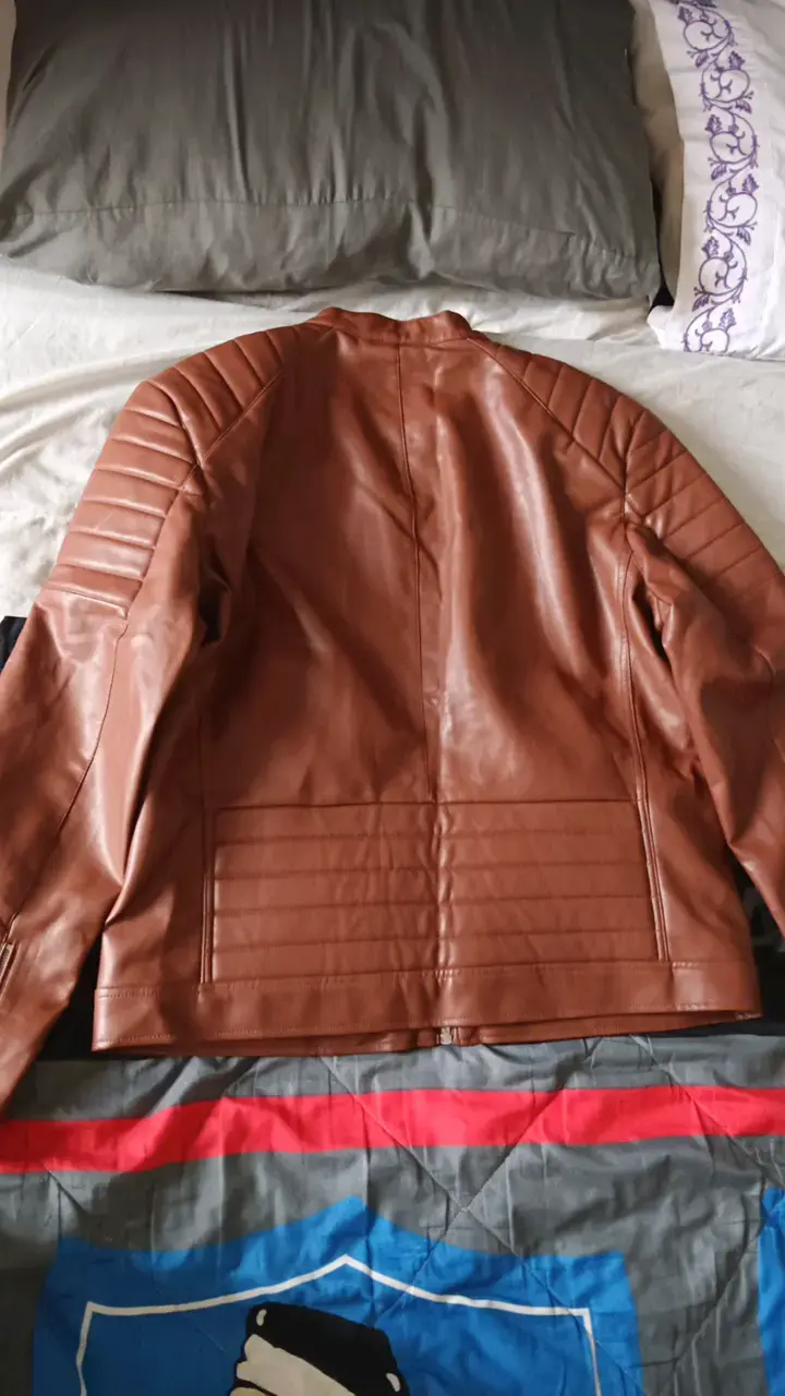 Chaqueta de cuero marrón para hombre Basement - 2
