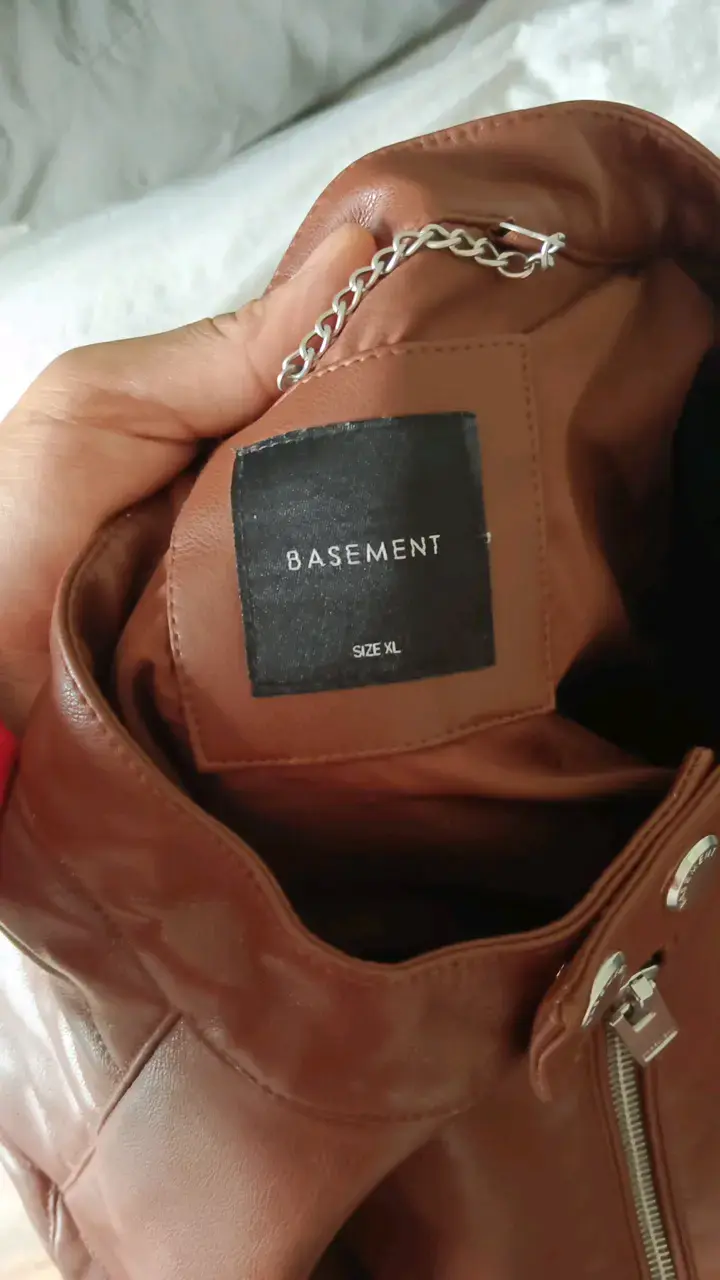 Chaqueta de cuero marrón para hombre Basement - 3