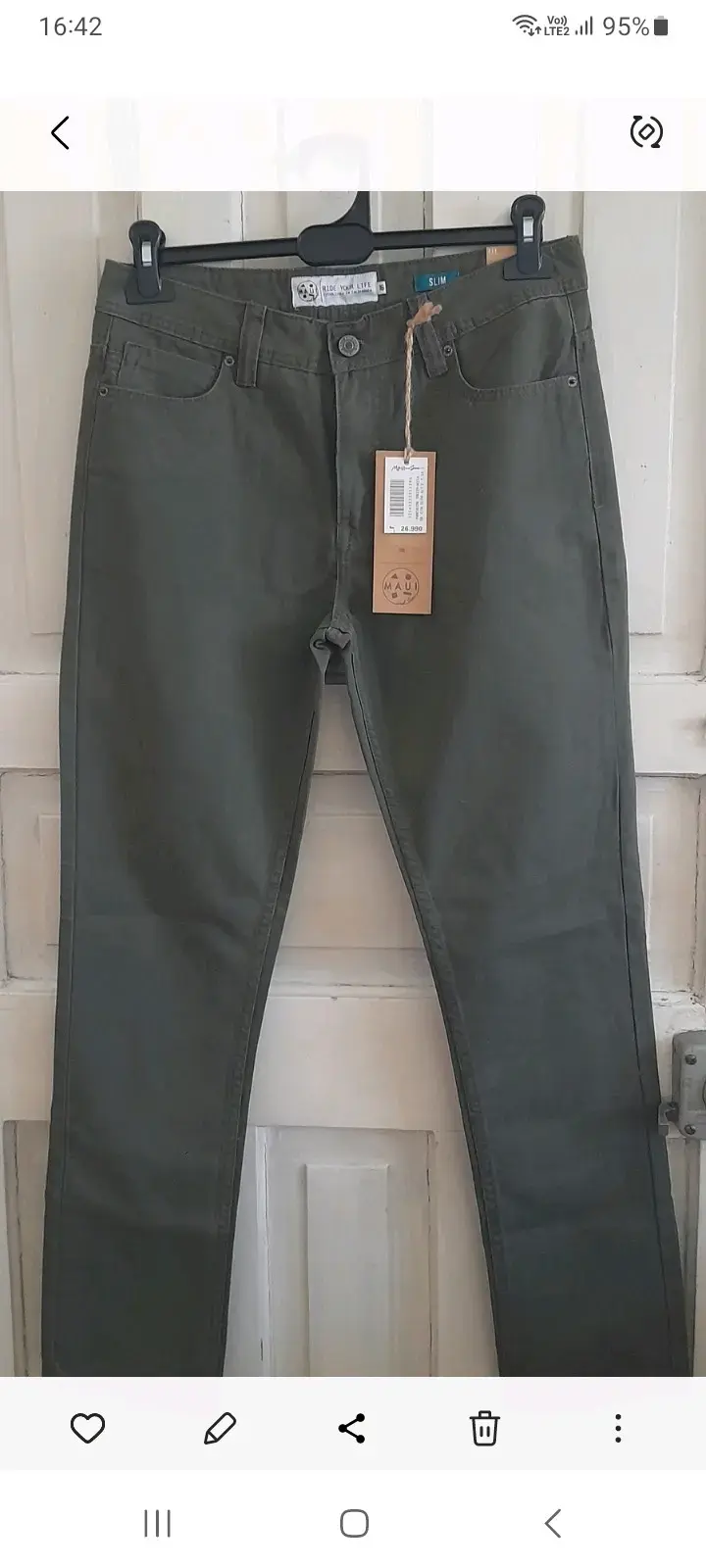 Jeans verde oliva Maui and Sons slim fit TALLA 16