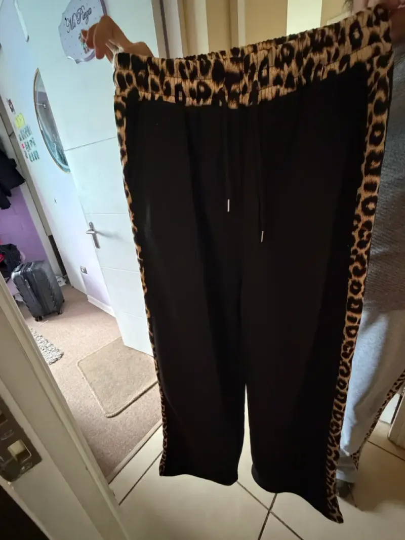 Pantalón de algodon negro de leopardo - 2