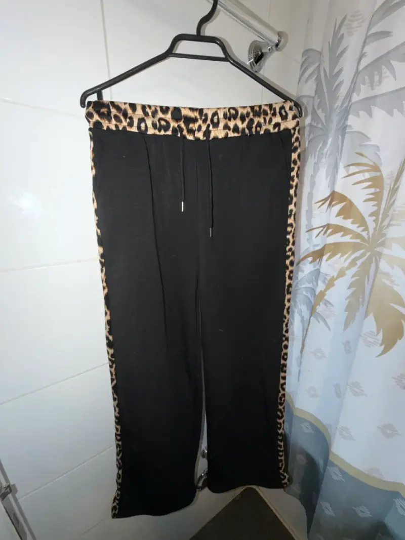 Pantalón de algodon negro de leopardo - 3