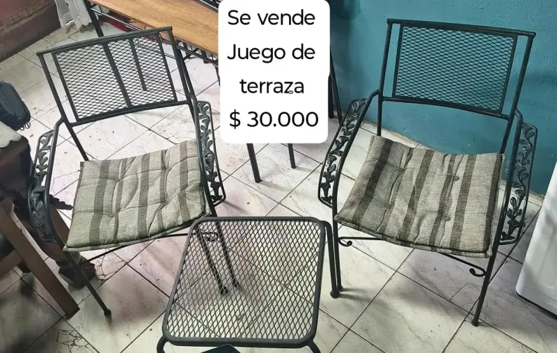 Juego de terraza metálico con cojines