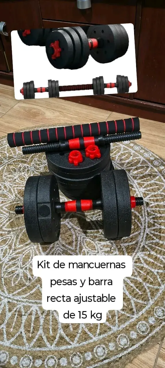 Kit de mancuernas ajustables 15 kg con barra