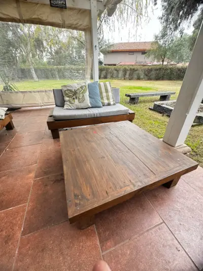 Juego de terraza de madera rústica - miniatura 1