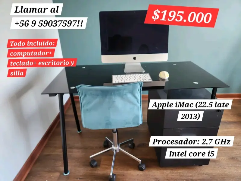 Set de Computador Apple iMac con Escritorio y Silla