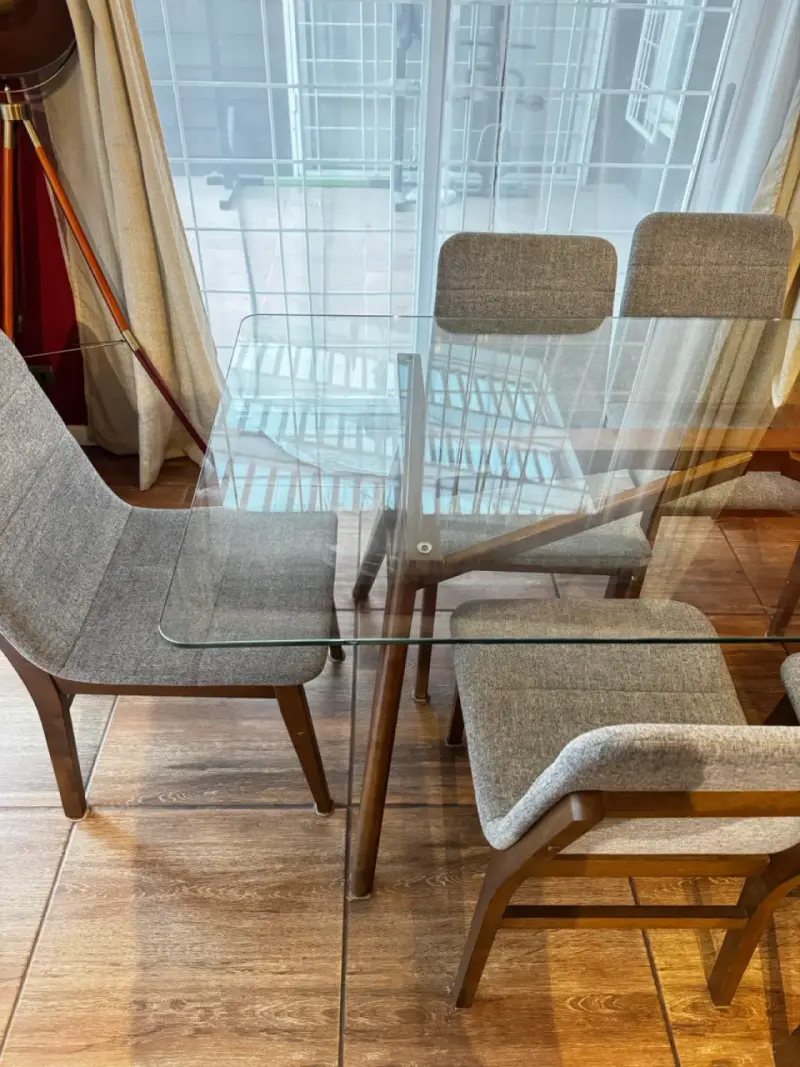 Juego de comedor de vidrio con 6 sillas - 2