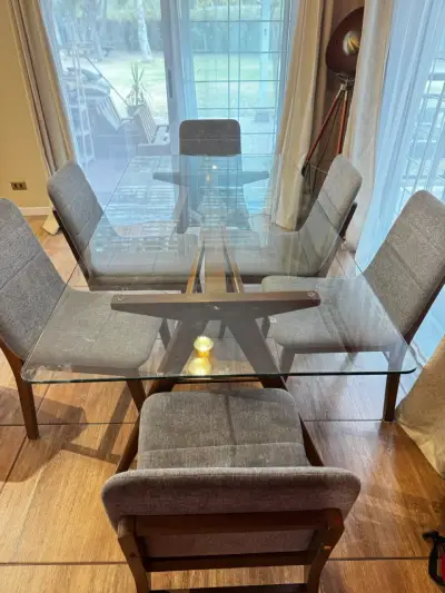 Juego de comedor de vidrio con 6 sillas - miniatura 4