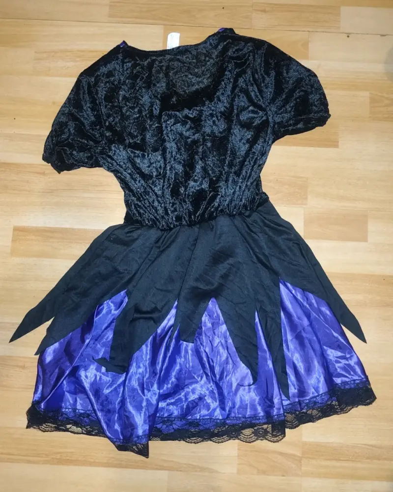 Vestido corto negro y morado con encaje Talla S - 3